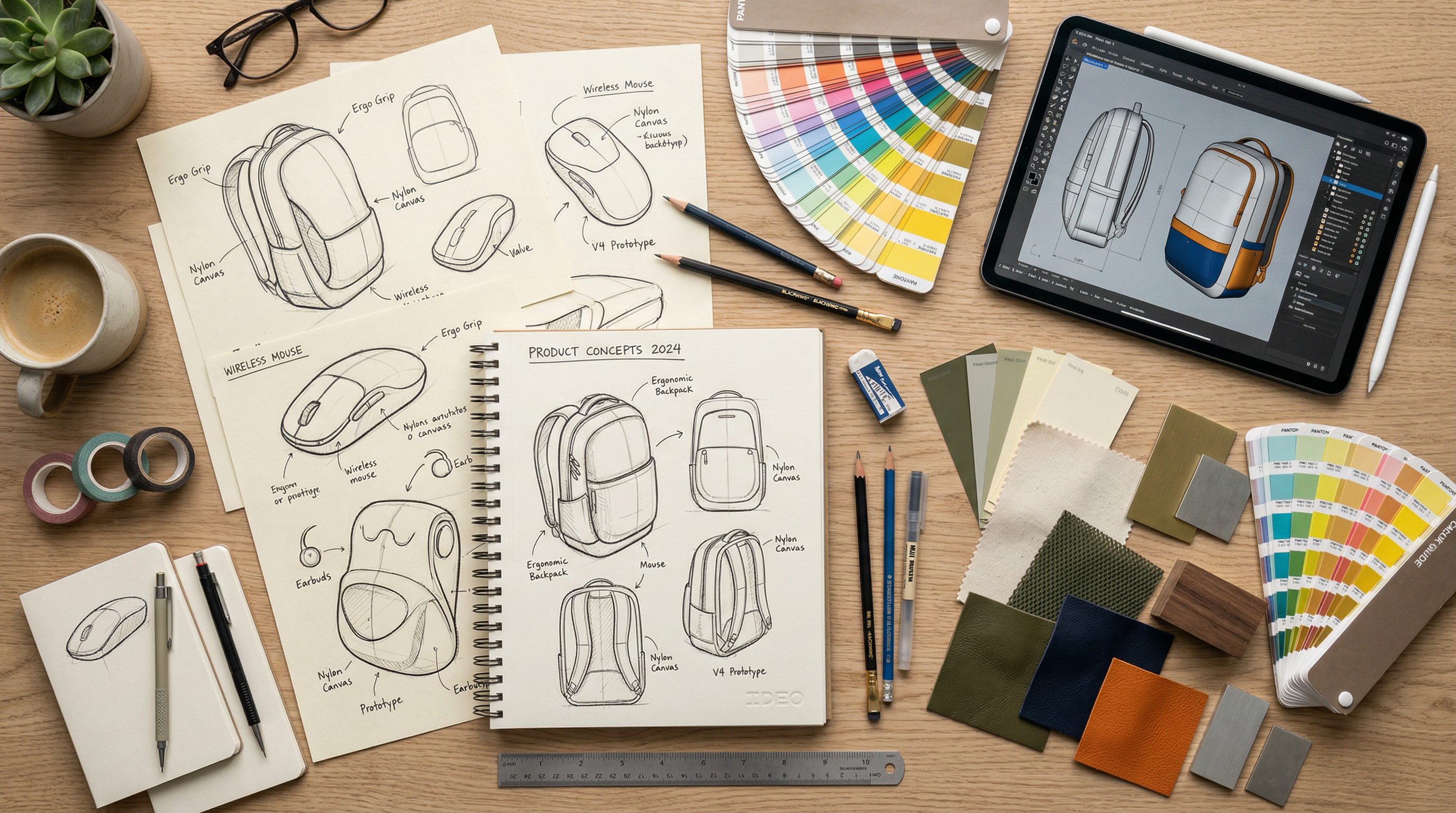 Product design sketches and concepting